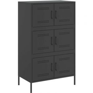 VidaXL Buffet haut noir 68x39x113 cm acier, buffet, placard, armoire latérale, armoire, armoire de rangement, armoire haute, meuble de salon