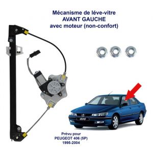 M&eacute;canisme de L&egrave;ve Vitre &Eacute;lectrique Avant Gauche AVEC Moteur NON CONFORT compatible avec 406 4/5 Portes 9221K7