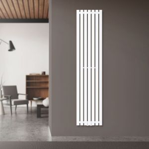 Luxe Bath Radiateur à Panneaux Design Stella 1600 x 370 mm, Blanc, Plat, Monocouche, Raccord Central, Radiateur Mural Vertical, Tubulaire, Radiateur