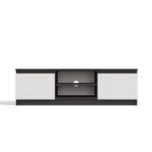Topeshop - tivoli - Meuble tv style moderne - 120x40x36cm - 2 niches + 2 portes - Anthracite et Blanc
