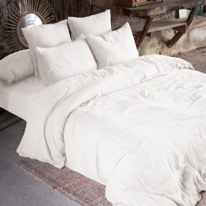 Housse de couette gaze de coton (260 cm) Ga&iuml;a Blanc chantilly