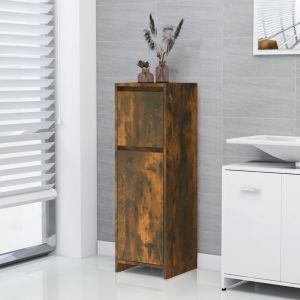 VidaXL Armoire de bain Ch&ecirc;ne fum&eacute; 30x30x95 cm Bois d'ing&eacute;nierie