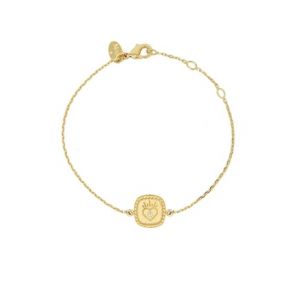 Bracelet chaine maille simple médaillon doré à l'or fin 24K zircon MINI ORACLES