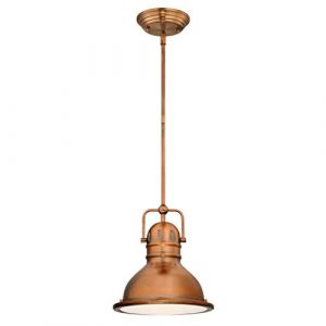 Westinghouse Lighting 63084 Luminaire suspendu d'intérieur Boswell à une lampe, finition cuivre lavé avec verre prismatique