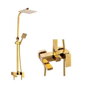 Desconocido Silla Élégant Colonne de Douche avec Mitigeur Réglable en Hauteur Système de Douche, Doré