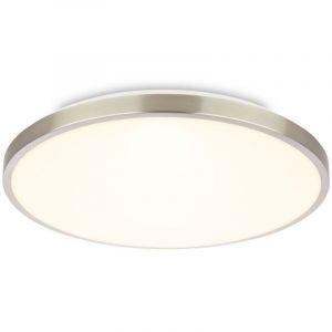 BRILONER - Plafonnier LED avec panneau d&eacute;coratif, lumi&egrave;re blanche chaude, 17,5W, 2400lm, salon, chambre, luminaire plafonnier, 33 x 6 cm, nickel mat