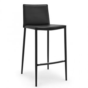 Inside75 Tabouret BOHEME structure métal assise cuir noir