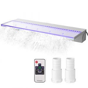 VEVOR Fontaine à eau de piscine - 89 x 8,1 x 20,3 cm - 17 couleurs LED - Kit de chute d'eau de piscine avec télécommande, jet de piscine en acrylique solide pour bassin de jardin, piscine, carré