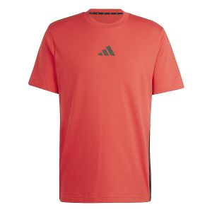 Adidas Homme Essential Three Stripes Single Jersey Tee, Pure Ruby/Black, XXL