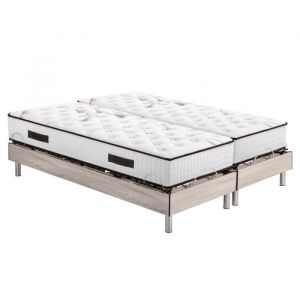 Ensemble relaxation S73+Matelas mousse Myriade 4 - 5 zones - 2x80x200 - Chêne clair