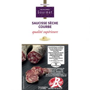 Monoprix gourmet Saucisse s&egrave;che courbe Label Rouge - La saucisse s&egrave;che de 225g