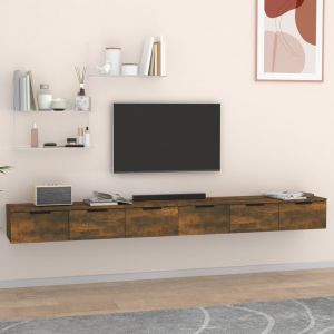 VidaXL Armoires murales 2pcs Ch&ecirc;ne fum&eacute; 102x30x20 cm Bois d'ing&eacute;nierie