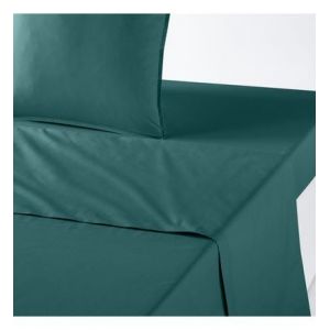 Drap plat uni en percale de coton bio Scenario Vert Couleur Vert Taille 180 x 290 cm