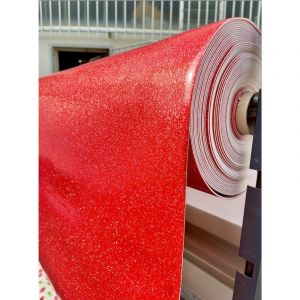 Nappe Bulgommes Imprimée Paillettes - Au mètre - 140 x 140 cm - rouge .