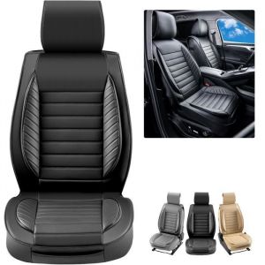 Housses de Siège-VEVOR-2 pcs-Housse de Siège en Simili-Cuir-Design Entièrement Fermé-voitures SUV Camions-Noir