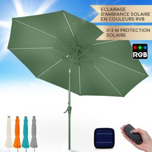 Image de Blumfeldt Parasol de Jardin Exterieur et Balcon, Panneaux Solaires, Lumières LED, Protection UV, Etanche, Grand Parasol Deporte Réglables Hauteur et Angle, Parasols Exterieur Jardin, Avec ou Sans Pied