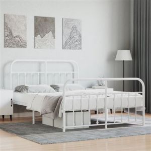 VidaXL Cadre de lit métal avec tête de lit/pied de lit blanc 140x190cm