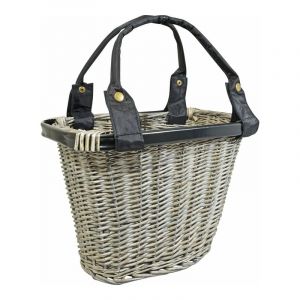 E'newton Panier vÃ©lo Newton en osier blanc vieilli avec fixation automatique a