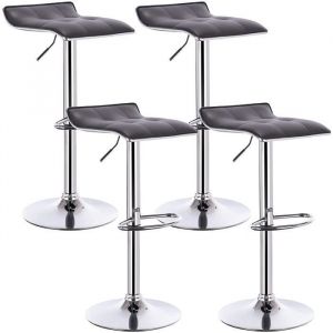 Lot de 4 Tabouret de bar en cuir synthétique.Tabouret de bar pivotant.hauteur réglable.Gris - Woltu