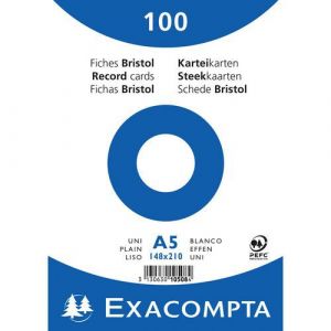 Image de Exacompta Paquet 100 fiches blanc sous film bristol uni 148x210mm,