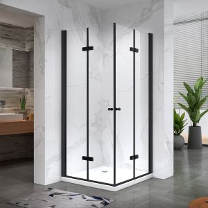 ELIZA-BLACK Cabine de douche noire 70x80 cm H.180 pivotante-pliante verre 6 mm