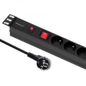 Qoltec Multiprise anti-surtension CB pour armoire RACK 19-quot, 1U, 16A, PDU, 6xFRENCH, 2m - 53995