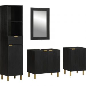 VidaXL Ensemble De Meubles Salle De Bain 4 Pcs Noir Bois D'ingénierie
