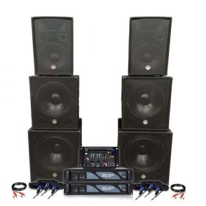 Pack sono double tours de son amplifiées 5000W bi amplification table de mixage multi piste Bluetooth câblages fourni