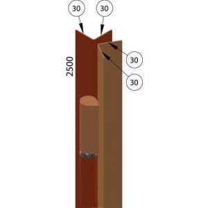 Heracles Barre de pivot 30x30mm cornière droite finition apprêt gris - BLI-BPI10001