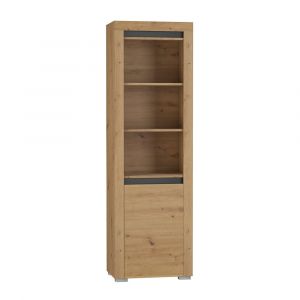 SANS Bibliothèque 1 porte LED inclus Kasla Bois et Anthracite