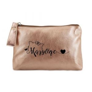 Porte monnaie Taperso personnalisable dore motif prenom chat et papillon