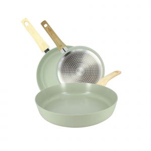 Menastyl Set de 3 poêles en aluminium céladon - compatible induction