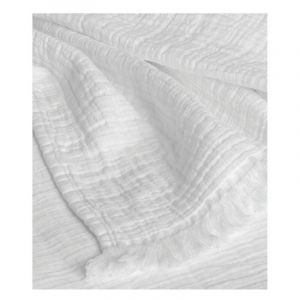 Couvre lit à franges Brehat Gaze de Coton stonewashed Toison D'or Couleur: Brehat Blanc - Taille de couvre lit & boutis: 230 x 250 cm - Blanc