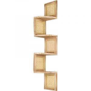 Beliani Etagère Murale d'Angle Moderne 4 Niveaux Salon Bureau Bibliothèque Bois Clair Alder