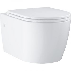 Grohe Start Round Ceramic Ensemble WC suspendu en c&eacute;ramique pour r&eacute;servoir de chasse encastr&eacute; (Avec frein de chute, sortie horizontale, volume de chasse 3/5 L), Blanc Alpin, 103848SH00