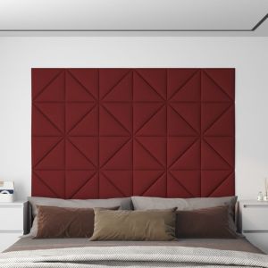 VidaXL Panneaux muraux 12 pcs Rouge bordeaux 30x30 cm Tissu 1,08 m² Rouge