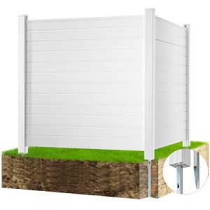 VEVOR Panneau Brise Vue Extérieur 127x127 cm Clôture de Jardin Horizontale Kit 2 Panneaux de Confidentialité avec Piquets Métalliques, Accessoires pour Sols Souples, Cacher Climatiseurs, Poubelles