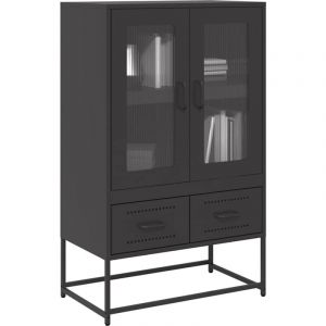 Image de VidaXL Buffet haut noir 68x39x111,5 cm acier