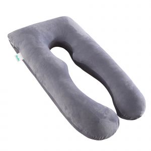 Litollo&reg; Zwangerschapskussen XXL - Voedingskussen - Lichaamskussen - Body pillow - 280cm - Zachte fleece stof - Grijs - Met gratis extra afneembare hoes (t.w.v. &euro;29,95)