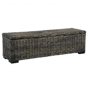 Image de VidaXL Boîte de rangement 120 cm Noir Rotin naturel kubu et manguier