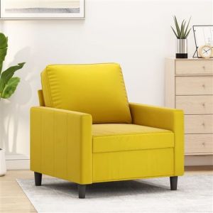 VidaXL Fauteuil, Siège avec Coussin, Chaise de Relaxation avec Dossier, Fauteuil TV de Salon Salle de Séjour, Moderne, Jaune Velours