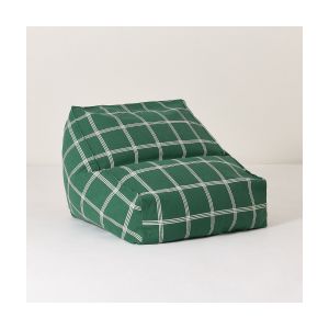 Pouf fauteuil en coton bio à carreaux vert et blanc 74x40x60cm Vibes - Nobodinoz