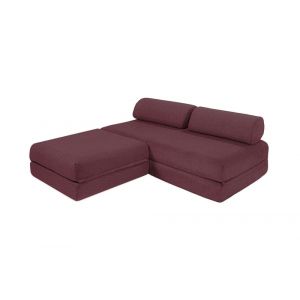 Canapé d'angle convertible 4 places en tissu rouge