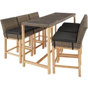 TecTake Table de bar en rotin Lovas 161 x 64,5 x 99,5 cm - marron naturel