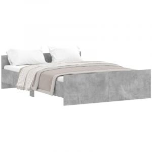 VidaXL Cadre de lit tête de lit et pied de lit gris béton 140x190 cm