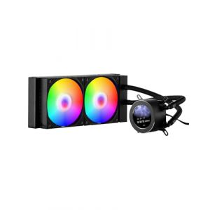VEVOR Refroidisseur Eau pour Processeur AIO, Refroidisseur Liquide PC avec 2 Ventilateurs Pompe PWN 120 mm, Écran LCD 2,1'', Lumière ARGB, Compatible avec Intel 115X/1366/2011/1700/1200, AMD AM4/AM5