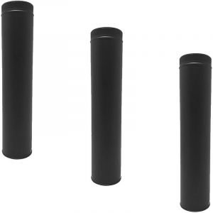 Monmobilierdesign Lot de 3 TDPI1000 Conduit double paroi isolé polycombustible longueur 100 cm Noir Ø150
