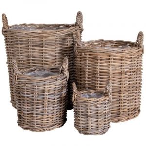 Lot de 4 Paniers Décoratifs de Rangement Caor, Rotin, Marron, 50x50x258 cm