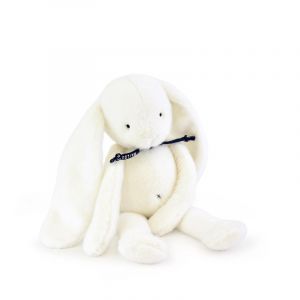 Mailou Tradition - Lapin M&eacute;lo&eacute; 37cm - Peluche Blanche Artisanale