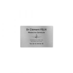 Plaque professionnelle personnalisée avec logo en pvc pour médecin - Format 30 cm x 20 cm - Argent lettres noires